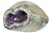 Wide Amethyst Geode With Calcite Crystal - Uruguay #153573-3